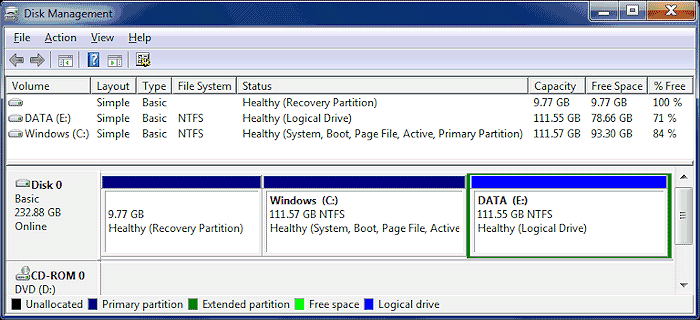 disk management screenshot