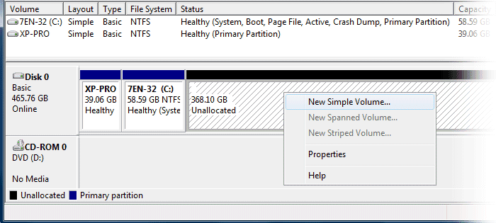 disk management  screenshot