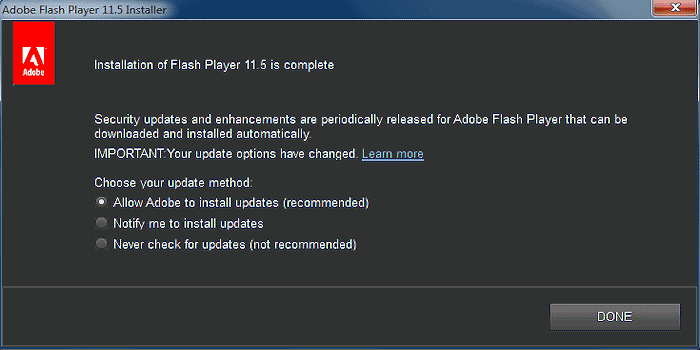 flash update options